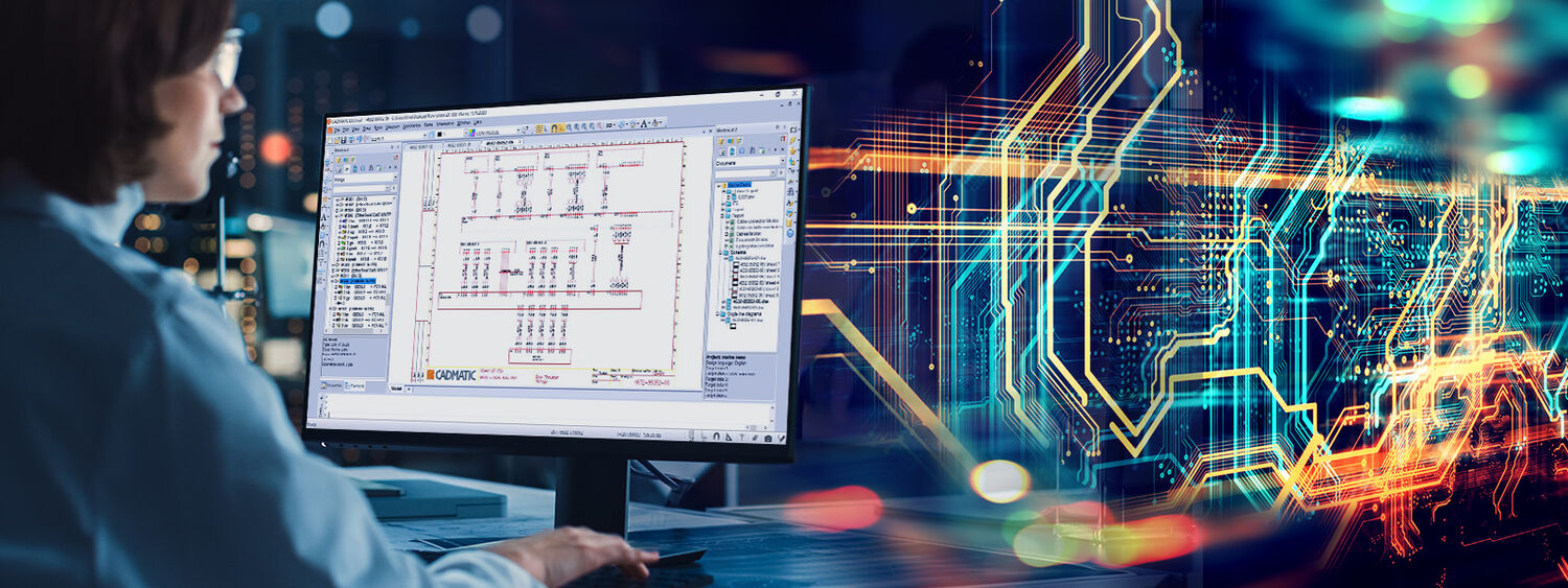 Woman working with electrical design software
