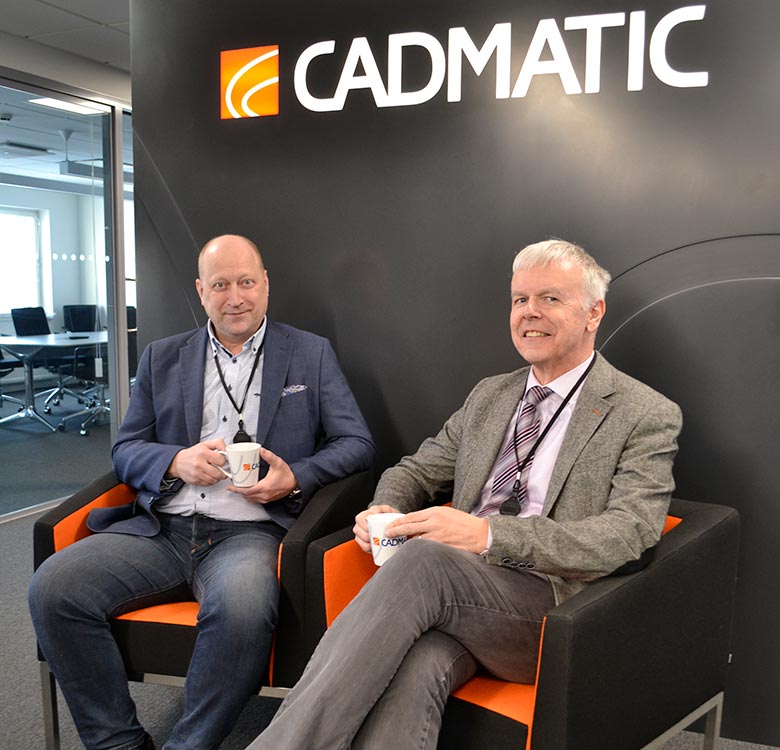Tommy Norström and Matti Siltanen in Cadmatic office