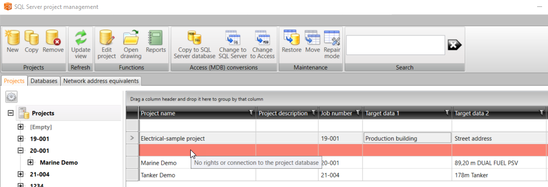 Electrical - SQL Server project management